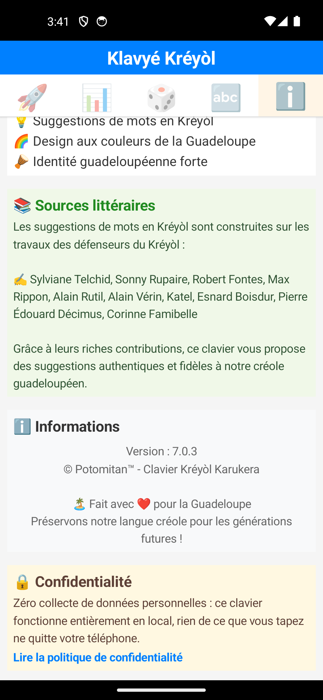 Carte confidentialité