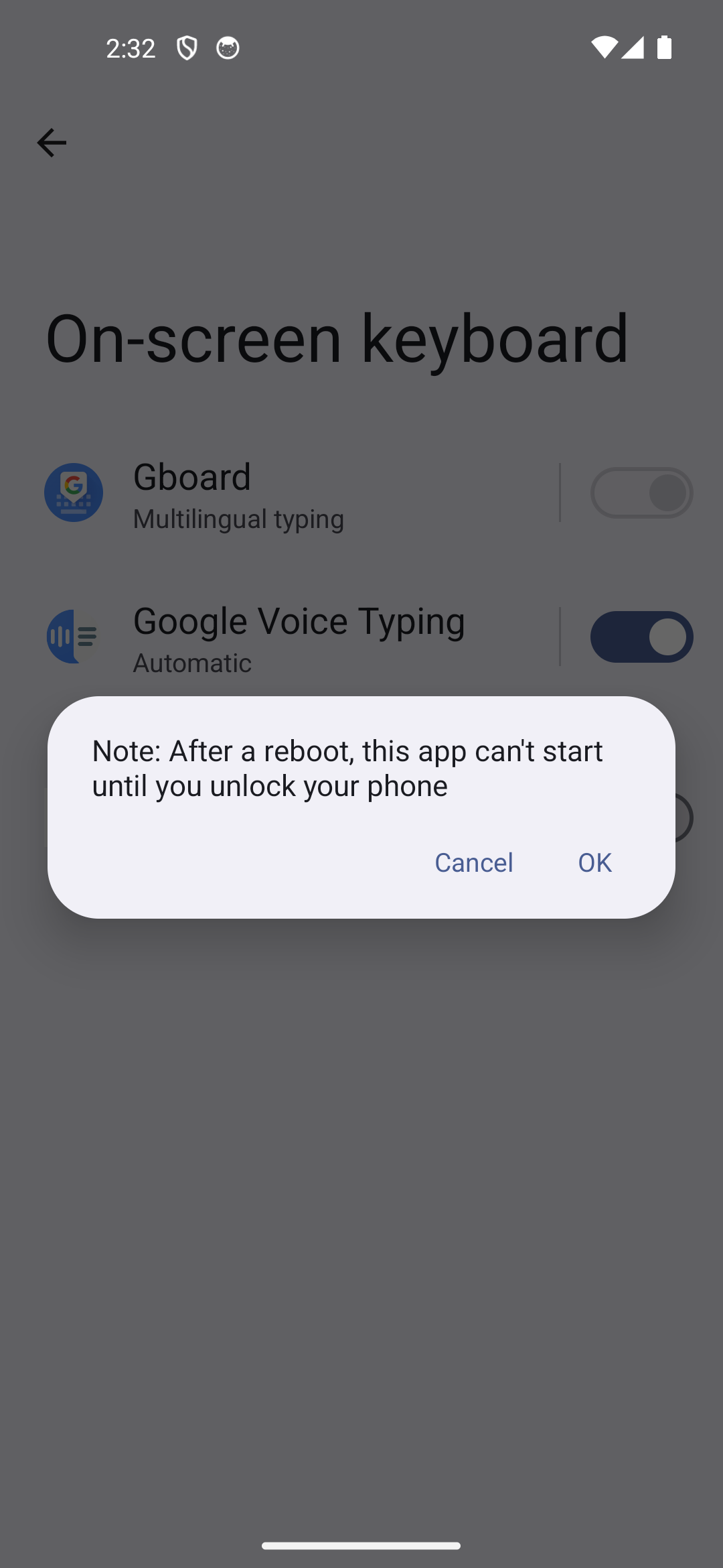 Avertissement direct boot